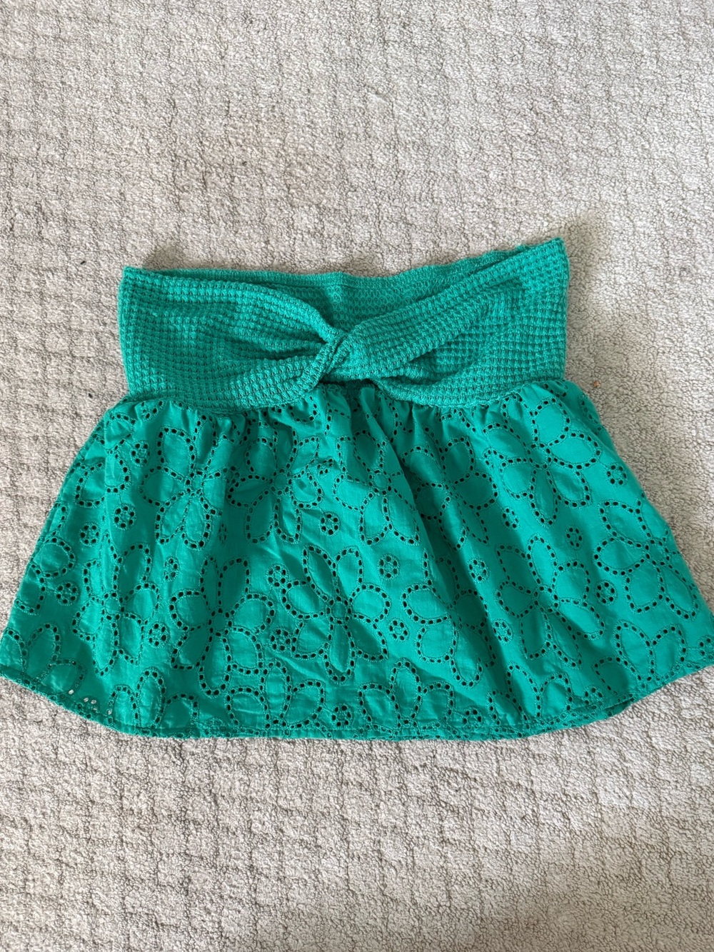 SHEIN Teal Eyelet Circle Skater Skirt with Knot Waistband